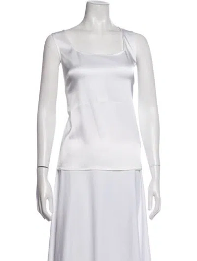 Pre-owned St. John Caviar Square Neckline Sleeveless Top In White