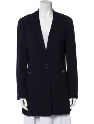Pre-owned St. John Caviar St. John Wool Blazer In Blue