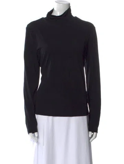 Pre-owned St. John Caviar Turtleneck Long Sleeve Sweatshirt In Black