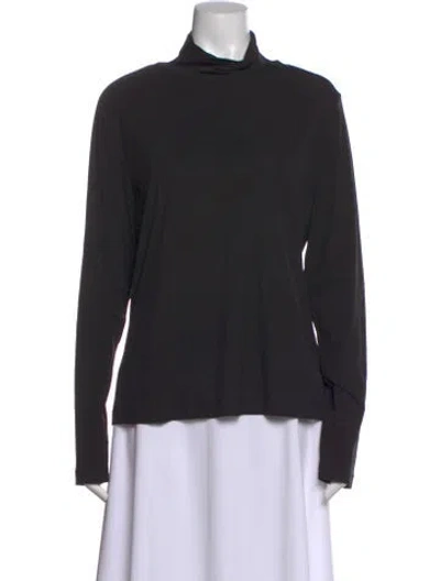 Pre-owned St. John Caviar Turtleneck Long Sleeve Top In Black