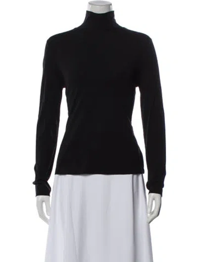 Pre-owned St. John Caviar Turtleneck Long Sleeve Top In Black