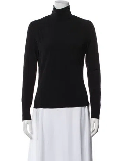 Pre-owned St. John Caviar Turtleneck Long Sleeve Top In Black