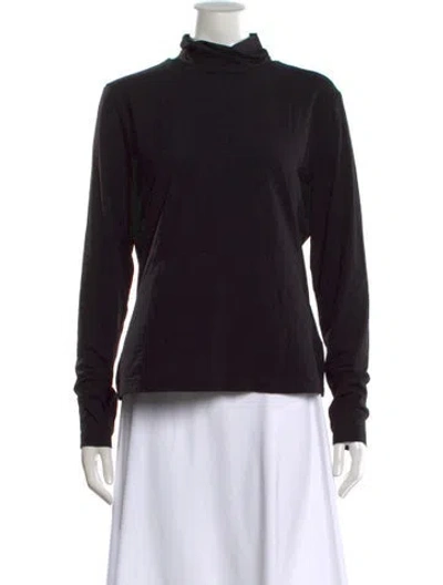 Pre-owned St. John Caviar Turtleneck Long Sleeve Top In Black