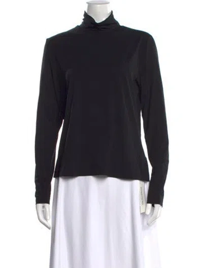 Pre-owned St. John Caviar Turtleneck Long Sleeve Top In Black