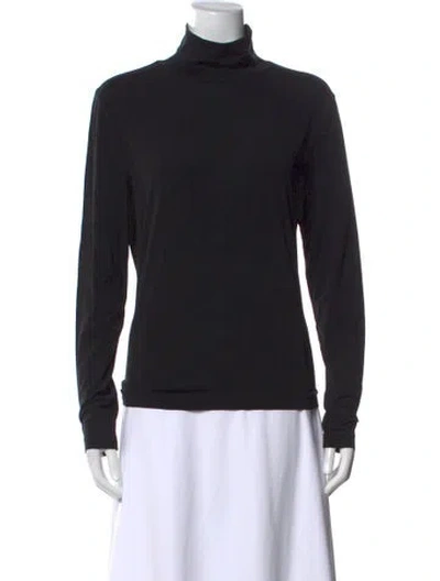 Pre-owned St. John Caviar Turtleneck Long Sleeve Top In Black
