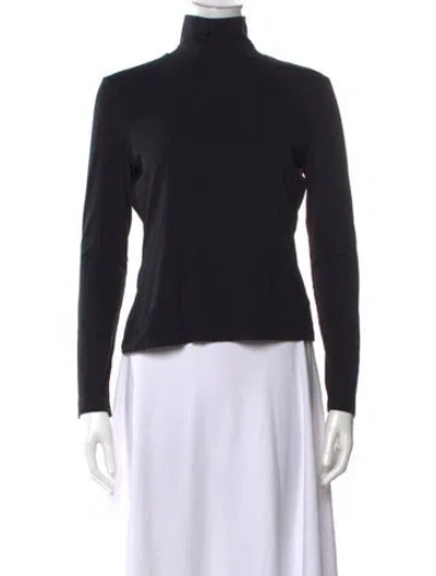 Pre-owned St. John Caviar Turtleneck Long Sleeve Top In Black
