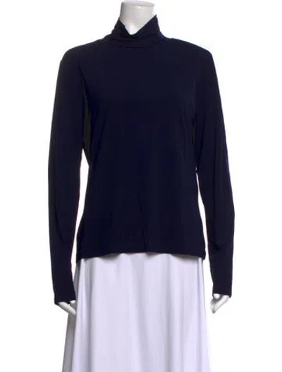 Pre-owned St. John Caviar Turtleneck Long Sleeve Top In Black