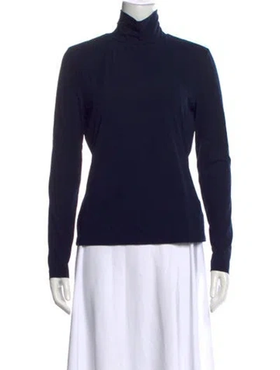 Pre-owned St. John Caviar Turtleneck Long Sleeve Top In Black