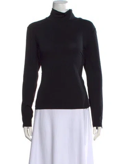Pre-owned St. John Caviar Turtleneck Long Sleeve Top In Black