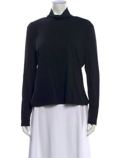 Pre-owned St. John Caviar Turtleneck Long Sleeve Top In Black