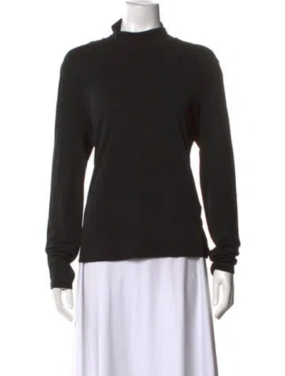 Pre-owned St. John Caviar Turtleneck Long Sleeve Top In Black