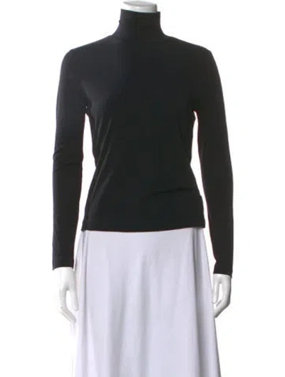 Pre-owned St. John Caviar Turtleneck Long Sleeve Top In Black
