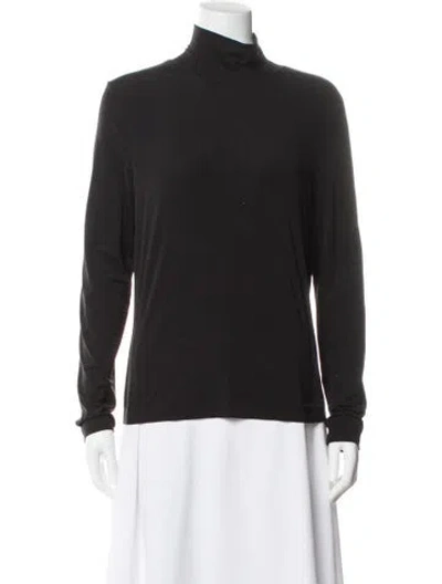 Pre-owned St. John Caviar Turtleneck Long Sleeve Top In Gray