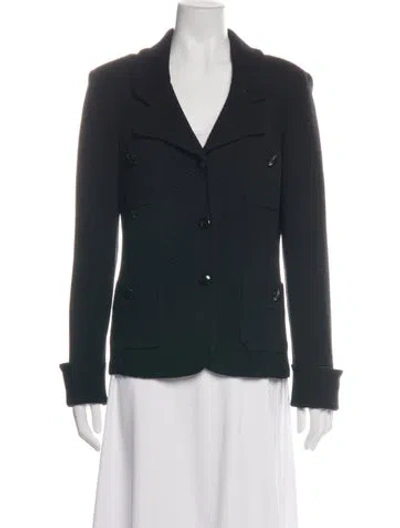 Pre-owned St. John Caviar Tweed Pattern Blazer In Black
