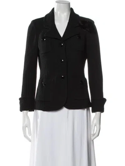 Pre-owned St. John Caviar Tweed Pattern Blazer In Black