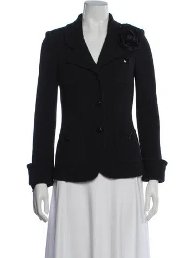 Pre-owned St. John Caviar Tweed Pattern Blazer In Blue