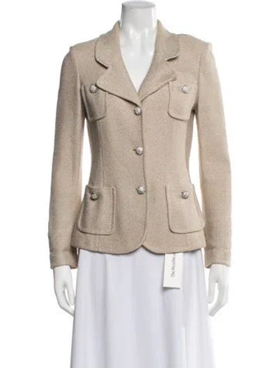 Pre-owned St. John Caviar Tweed Pattern Blazer In Brown