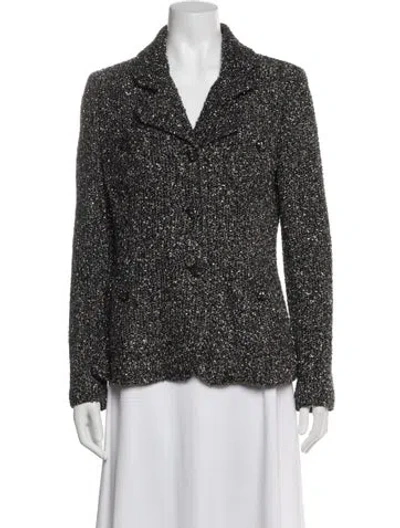 Pre-owned St. John Caviar Tweed Pattern Blazer In Multi