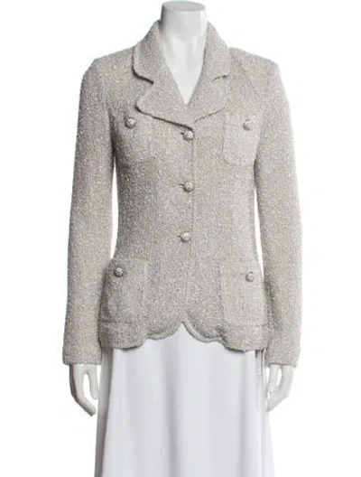 Pre-owned St. John Caviar Tweed Pattern Blazer In Neutral