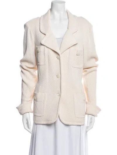 Pre-owned St. John Caviar Tweed Pattern Blazer In Neutral