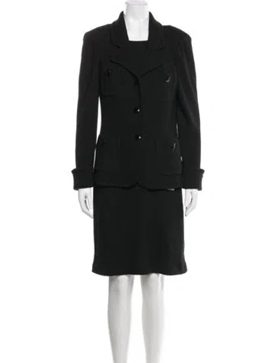 Pre-owned St. John Caviar Tweed Pattern Dress Set In Black