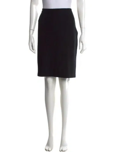 Pre-owned St. John Caviar Tweed Pattern Knee-length Skirt In Black