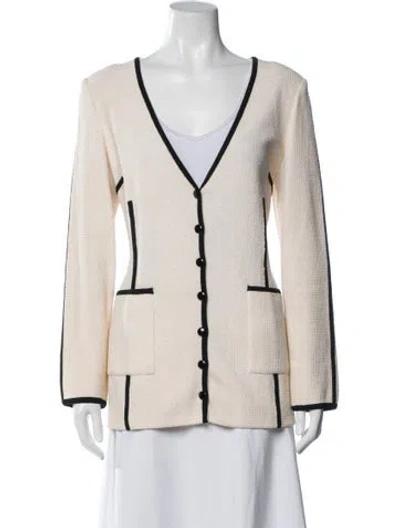 Pre-owned St. John Caviar Tweed Pattern Sweater In Neutral