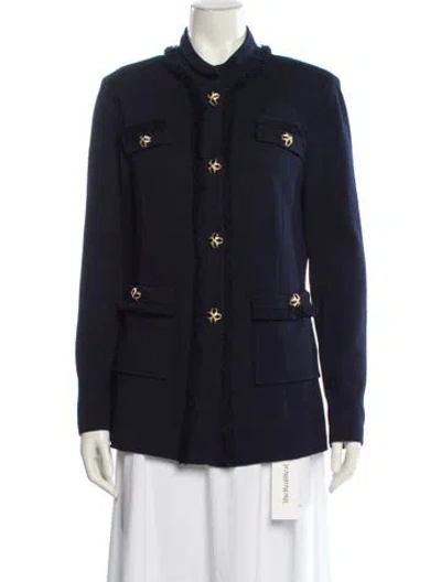 Pre-owned St. John Caviar Utility Jacket In Blue