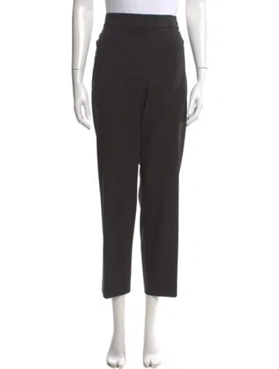 Pre-owned St. John Caviar Virgin Wool Straight Leg Pants In Black