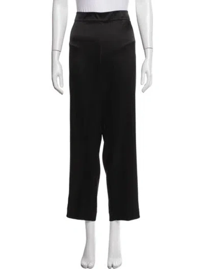 Pre-owned St. John Caviar Virgin Wool Straight Leg Pants In Black