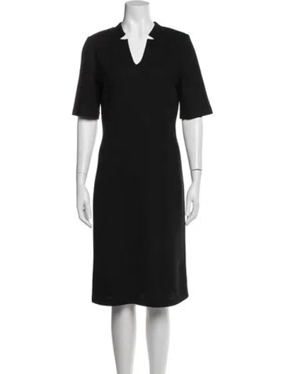 Pre-owned St. John Caviar V-neck Knee-length Dress In Blue
