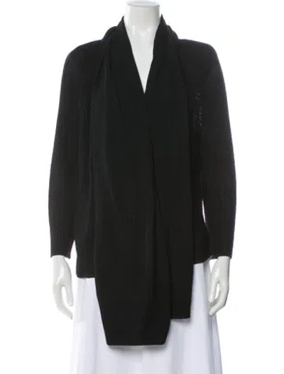 Pre-owned St. John Caviar V-neck Sweater In Black