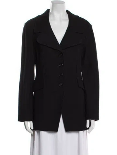 Pre-owned St. John Caviar Wool Blazer In Black