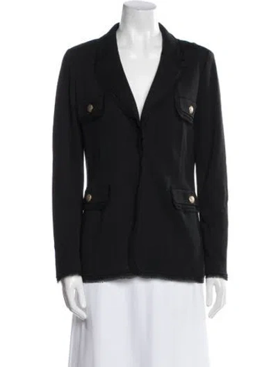 Pre-owned St. John Caviar Wool Blazer In Black