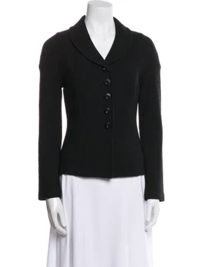 Pre-owned St. John Caviar Wool Blazer In Black