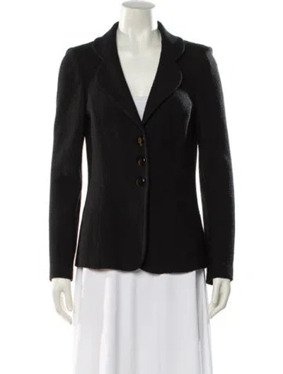 Pre-owned St. John Caviar Wool Blazer In Black
