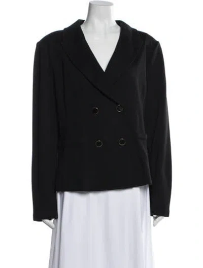 Pre-owned St. John Caviar Wool Blazer In Black