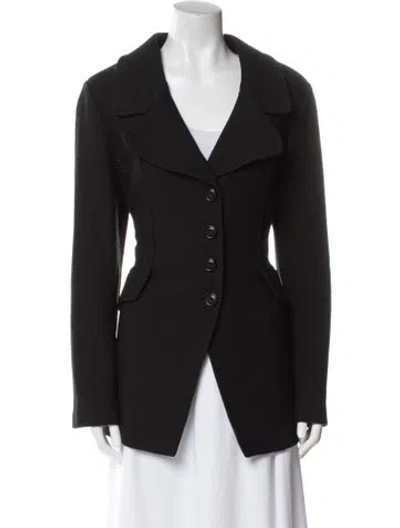 Pre-owned St. John Caviar Wool Blazer In Black