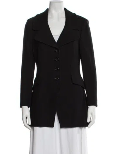 Pre-owned St. John Caviar Wool Blazer In Black