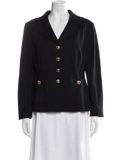 Pre-owned St. John Caviar Wool Blazer In Black