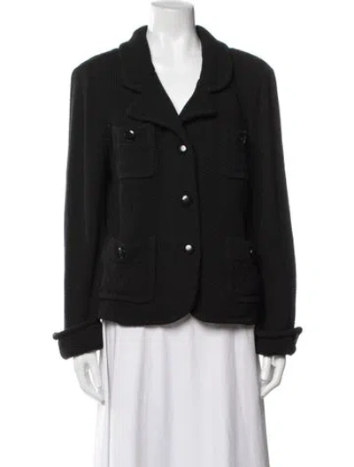 Pre-owned St. John Caviar Wool Blazer In Black