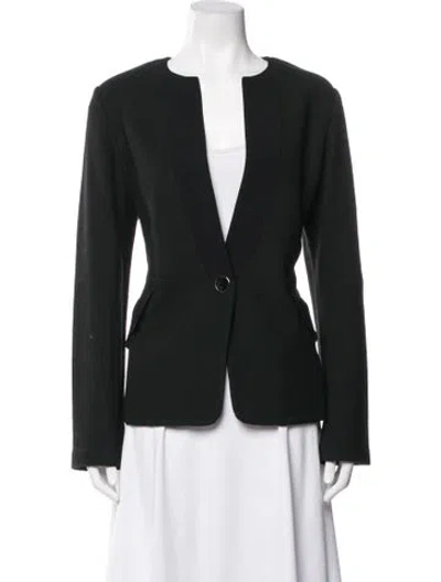 Pre-owned St. John Caviar Wool Blazer In Black