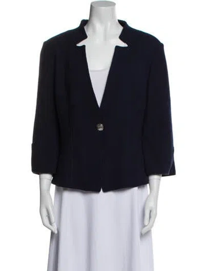 Pre-owned St. John Caviar Wool Blazer In Blue