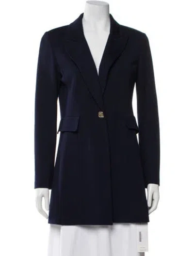 Pre-owned St. John Caviar Wool Blazer In Blue