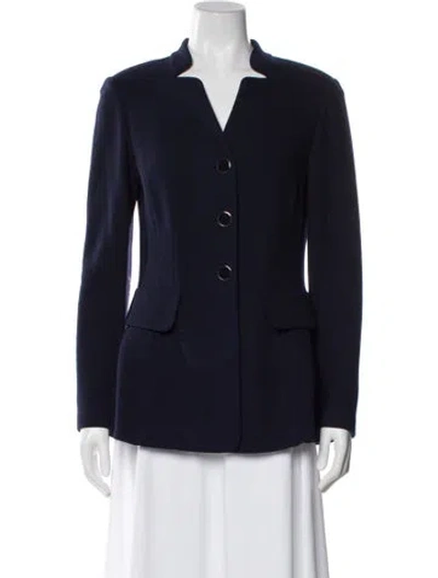 Pre-owned St. John Caviar Wool Blazer In Blue