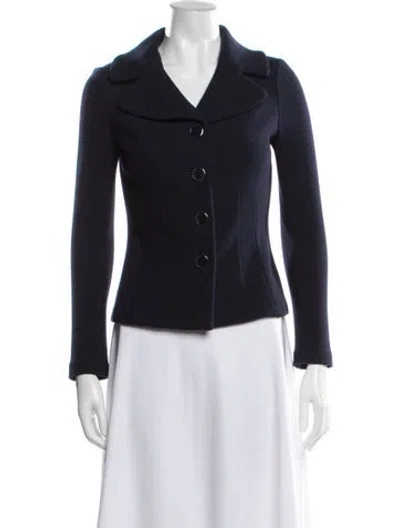 Pre-owned St. John Caviar Wool Blazer In Blue