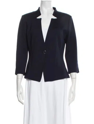 Pre-owned St. John Caviar Wool Blazer In Blue