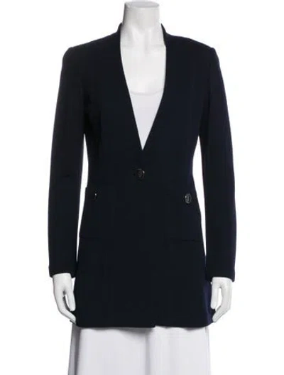 Pre-owned St. John Caviar Wool Blazer In Blue