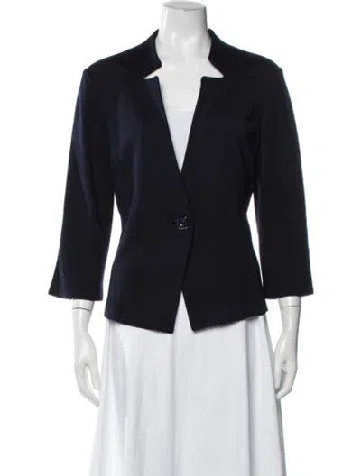 Pre-owned St. John Caviar Wool Blazer In Blue