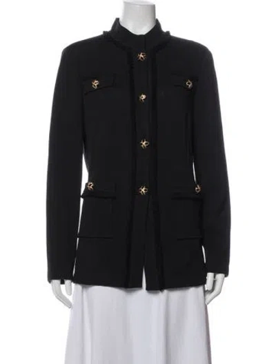 Pre-owned St. John Caviar Wool Blazer In Blue